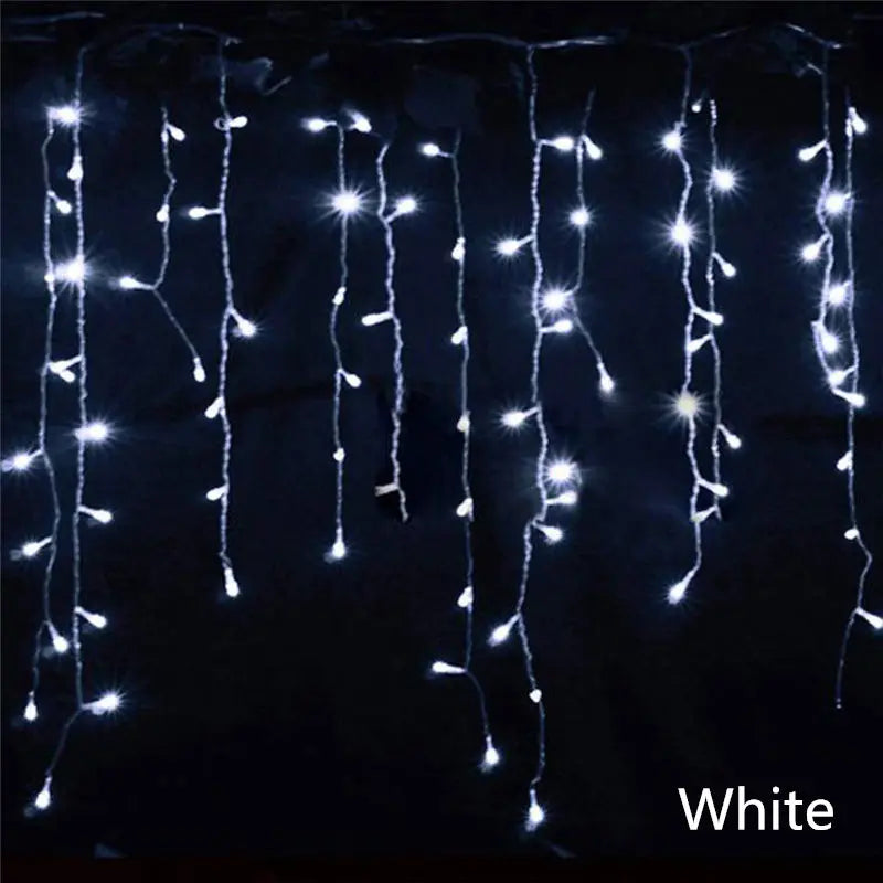 4,8 m LED-Vorhang Eiszapfen-Lichterkette, Weihnachtsgirlande,, 0,4–0,6 m, dekorative Beleuchtung für Weihnachten, Garten, Straße, Außenbereich