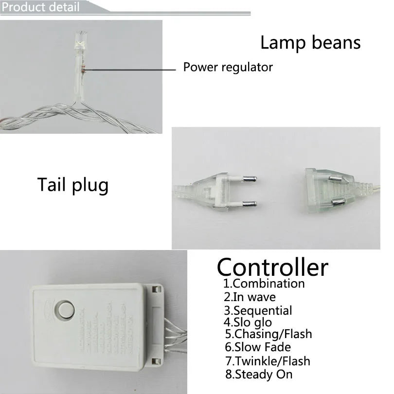 4,8 m LED-Vorhang Eiszapfen-Lichterkette, Weihnachtsgirlande,, 0,4–0,6 m, dekorative Beleuchtung für Weihnachten, Garten, Straße, Außenbereich