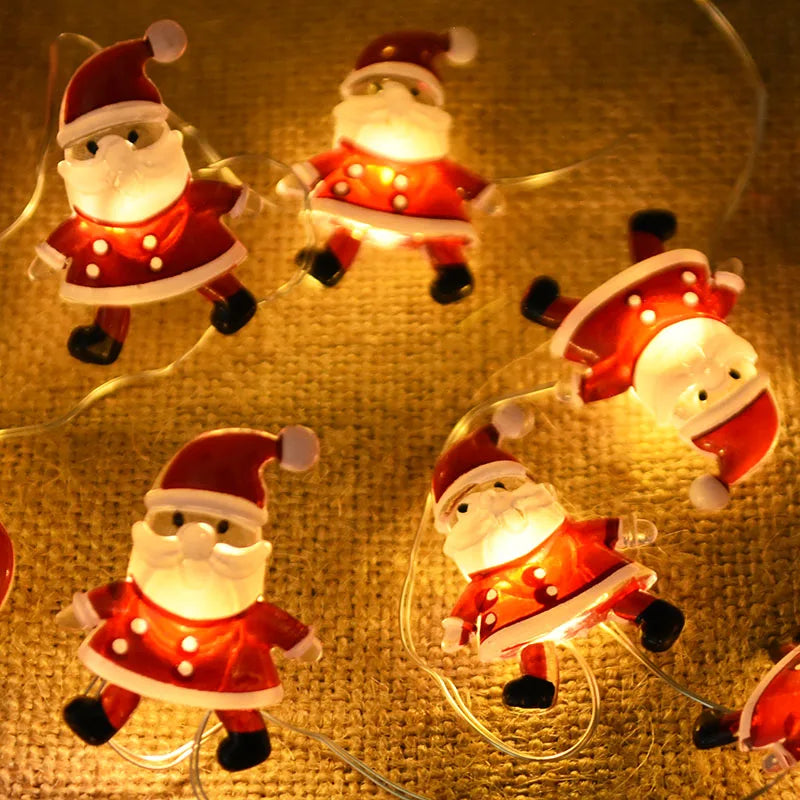 2M 20LED Santa Claus Schneeflocke LED Lichterkette Weihnachten Dekoration Für Startseite Weihnachten Baum Ornament 2024 Navidad Kinder geschenk Neue Jahr