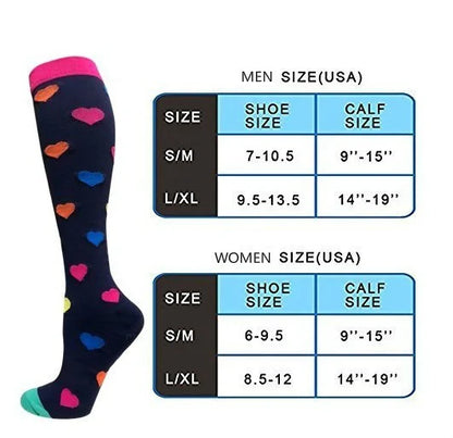 HYSAIXIA Weihnachten Kompression Hohe Strümpfe Frauen Männer Druck Socken Komprimieren Sport Muster Lauf Knee High Nylon Laufen Socken