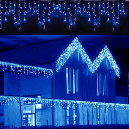 4,8 m LED-Vorhang Eiszapfen-Lichterkette, Weihnachtsgirlande,, 0,4–0,6 m, dekorative Beleuchtung für Weihnachten, Garten, Straße, Außenbereich