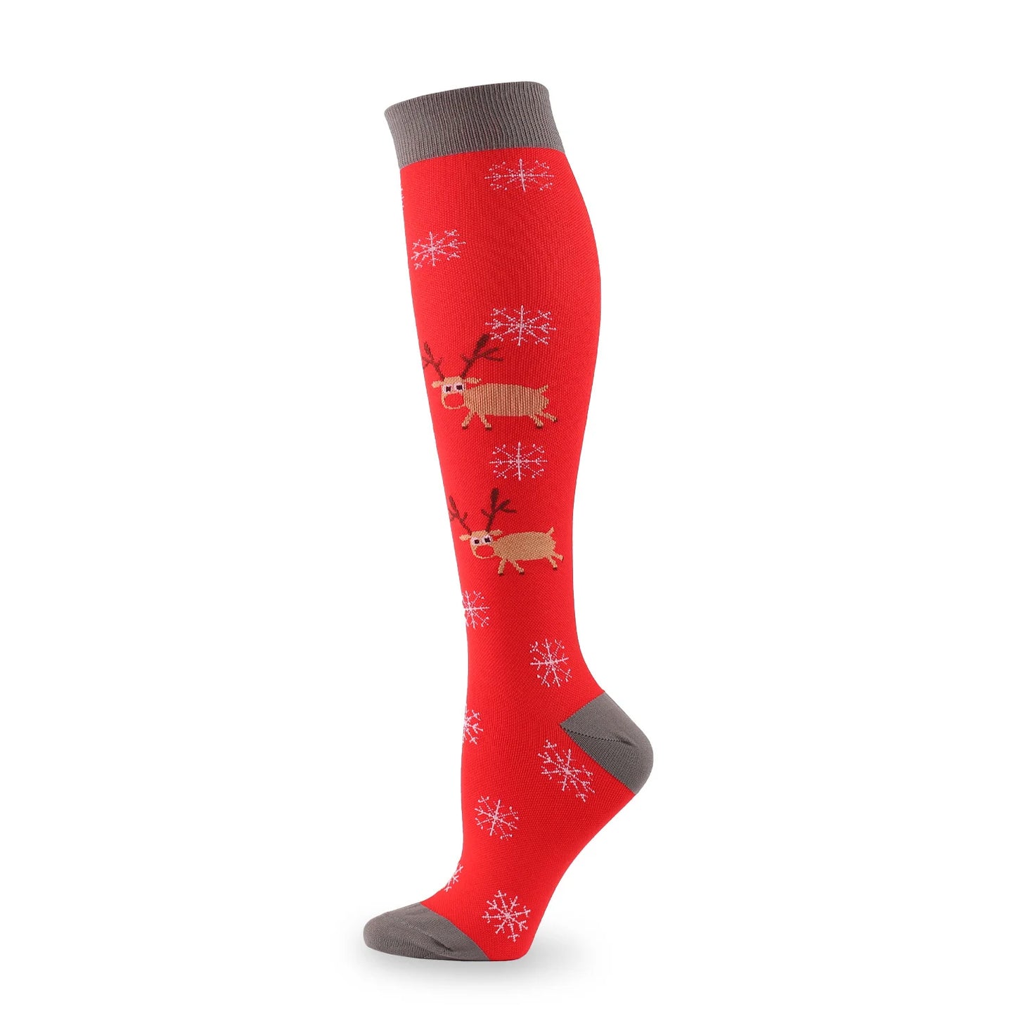 HYSAIXIA Weihnachten Kompression Hohe Strümpfe Frauen Männer Druck Socken Komprimieren Sport Muster Lauf Knee High Nylon Laufen Socken