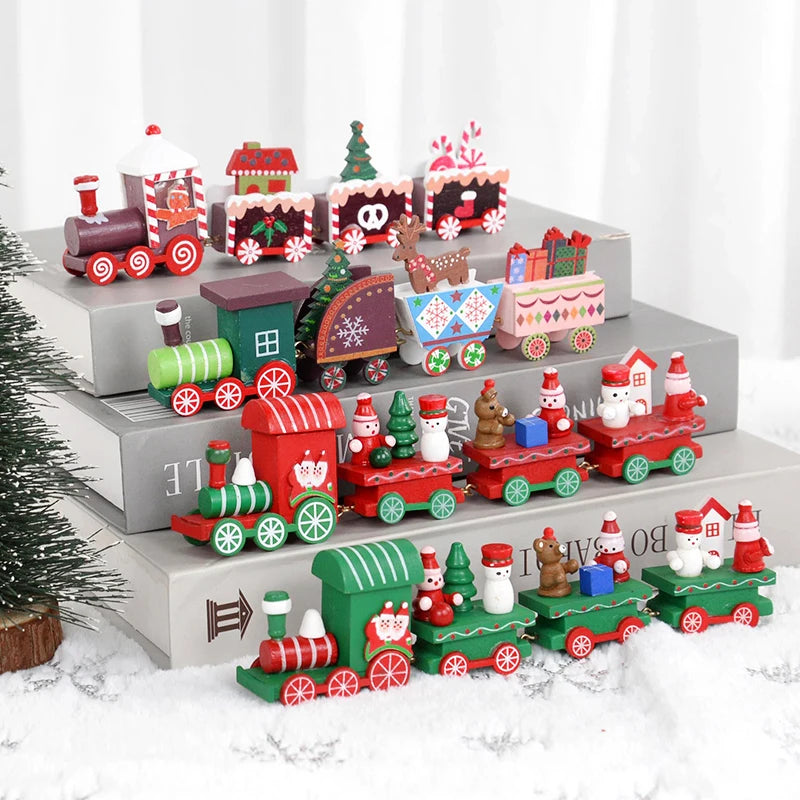 Weihnachts-Holzzug, frohe Weihnachtsdekoration für Zuhause, 2024, Weihnachtsbaumschmuck, Navidad Noel, Kindergeschenk, frohes neues Jahr 2025,