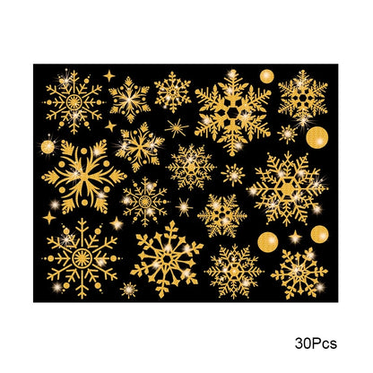 Christmas White Gold Snowflake Sticker Decoration Glass Window Kids Room Christmas Wall Stickers Home Decals Decoration New Year