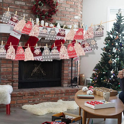 24 Stück Weihnachts-Adventskalender-Taschen zum Aufhängen, Sackleinen-Taschen mit Kordelzug für Zuhause, Weihnachten, Mottoparty, Süßigkeiten-Füllsäcke, Dekoration