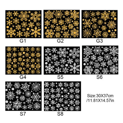 Christmas White Gold Snowflake Sticker Decoration Glass Window Kids Room Christmas Wall Stickers Home Decals Decoration New Year