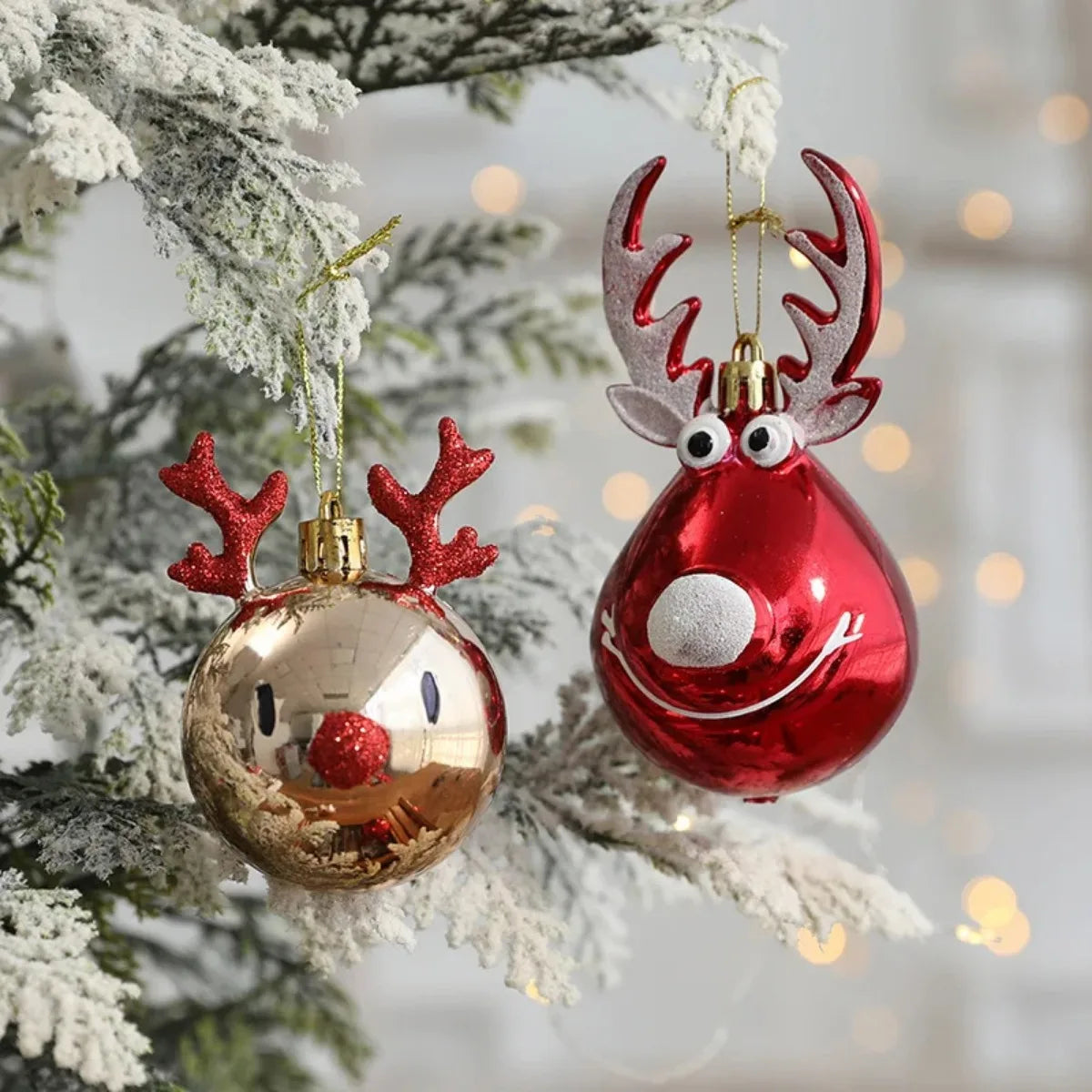 2 stücke Elch Weihnachts kugeln Ornamente Weihnachts baum hängen Kugel Anhänger Weihnachts schmuck für Zuhause Neujahr Party 2024 ph279