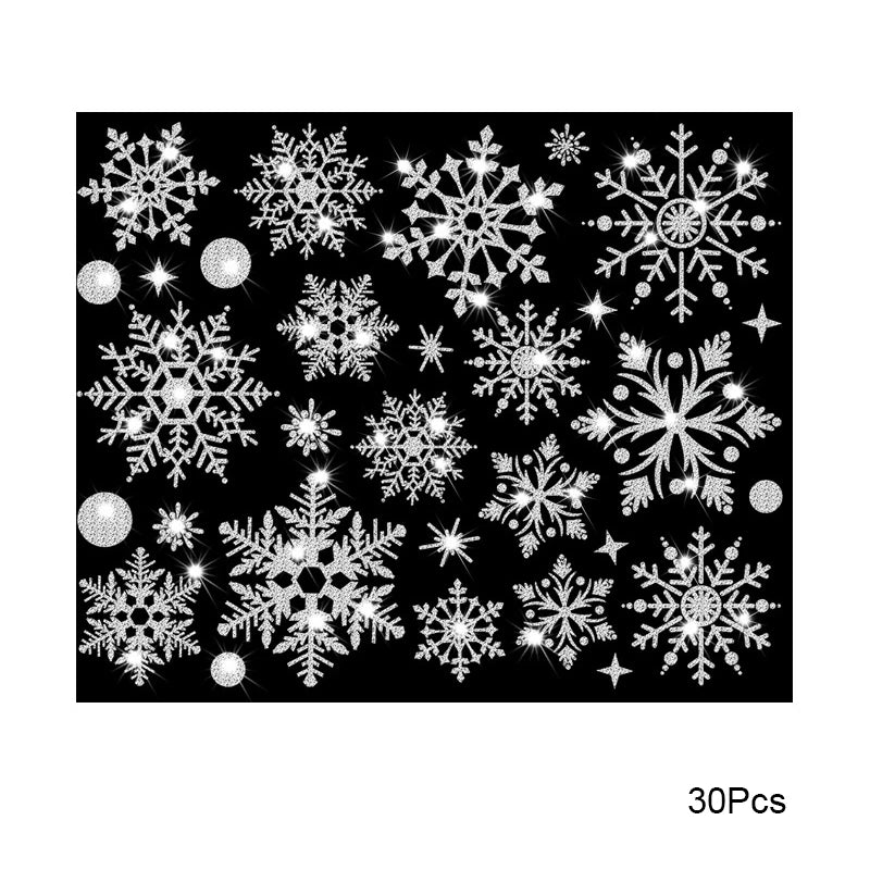 Christmas White Gold Snowflake Sticker Decoration Glass Window Kids Room Christmas Wall Stickers Home Decals Decoration New Year