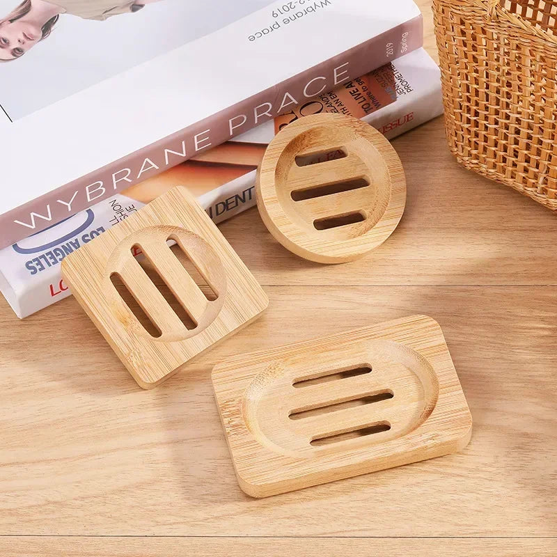 New Natural Bamboo Soap Box Dishes Bath Soap Holder Bamboo Case Tray Wooden Prevent Mildew Drain Box Bathroom Washroom Tools