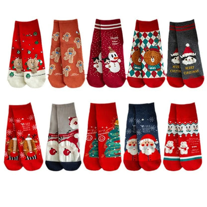 Neue Winter-Weihnachtssocken für Herren und Damen, Cartoon-Weihnachtsmann, Schneemann-Muster, süßes Geschenk, modische mittlere Socken, Urlaubsgeschenk