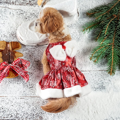 Hund Weihnachtskleid Hund Weihnachtskostüme Mädchen Schneeflocke Dehnbares Hundekleid Weihnachtsdekoration Weihnachtsdekoration Zubehör Navidad