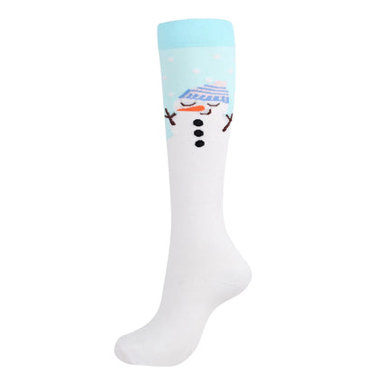 HYSAIXIA Weihnachten Kompression Hohe Strümpfe Frauen Männer Druck Socken Komprimieren Sport Muster Lauf Knee High Nylon Laufen Socken