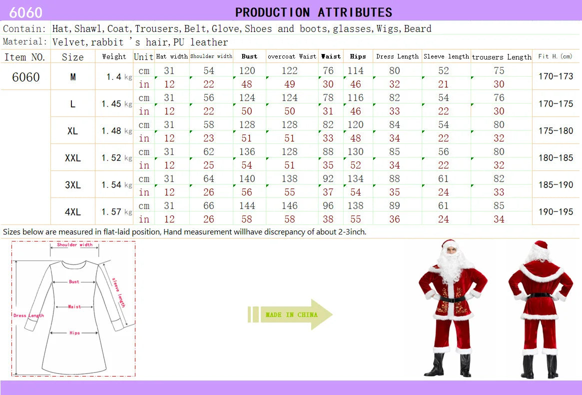 Weihnachtsmannkostüm Big Over Plus Size ( Bart Komplettset)