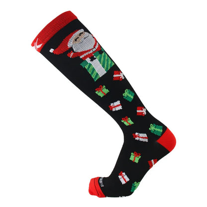 HYSAIXIA Weihnachten Kompression Hohe Strümpfe Frauen Männer Druck Socken Komprimieren Sport Muster Lauf Knee High Nylon Laufen Socken