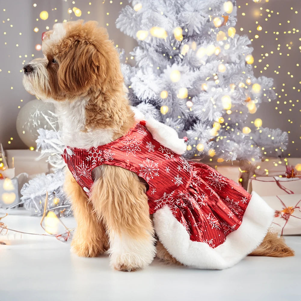 Hund Weihnachtskleid Hund Weihnachtskostüme Mädchen Schneeflocke Dehnbares Hundekleid Weihnachtsdekoration Weihnachtsdekoration Zubehör Navidad