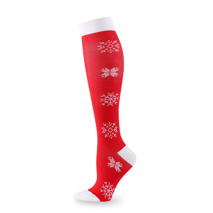 HYSAIXIA Weihnachten Kompression Hohe Strümpfe Frauen Männer Druck Socken Komprimieren Sport Muster Lauf Knee High Nylon Laufen Socken