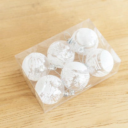 6/12 stücke Transparent Kunststoff Weihnachten Ball Ornament Set Malerei Weiß Schnee Ball Weihnachten Baum Hängen Dekor Neue Jahr partei Liefert