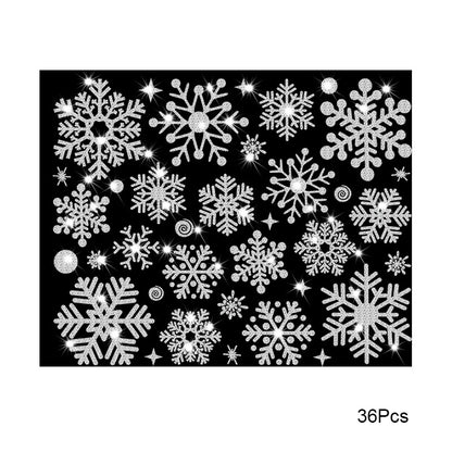 Christmas White Gold Snowflake Sticker Decoration Glass Window Kids Room Christmas Wall Stickers Home Decals Decoration New Year