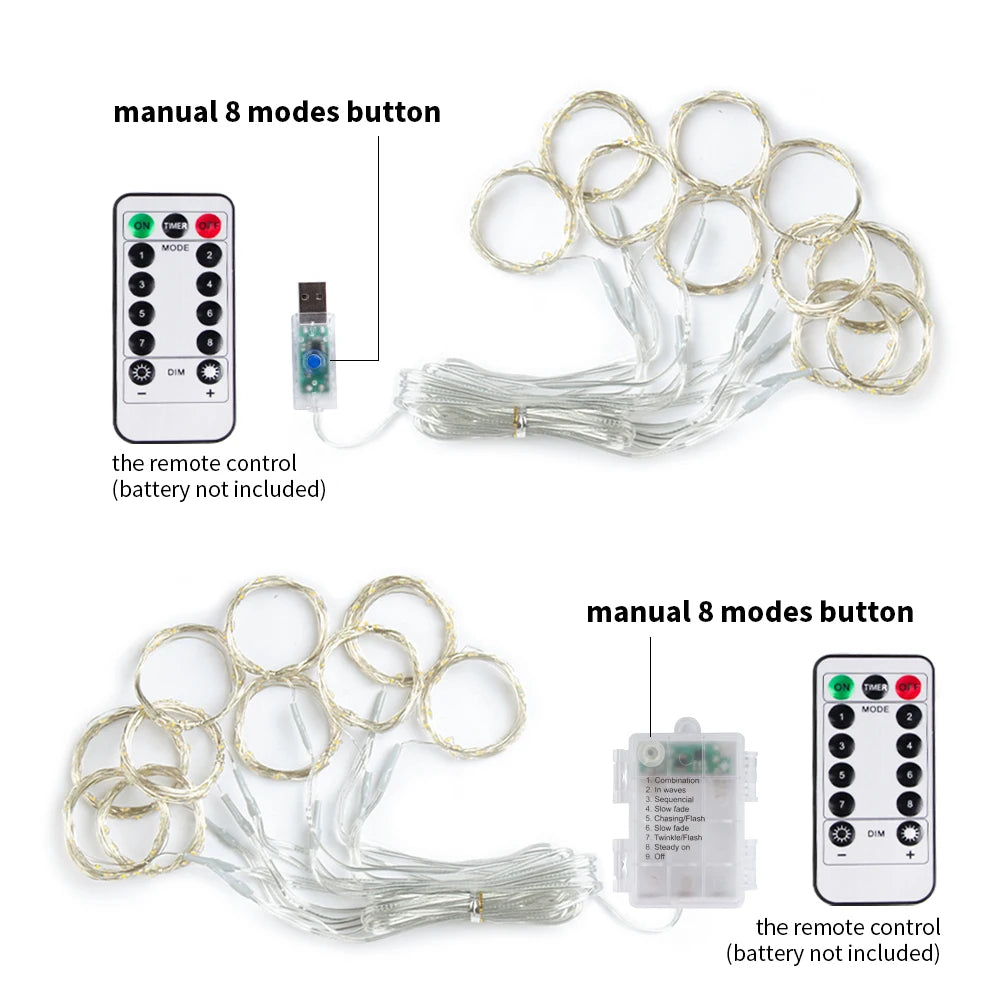 3M x 1M/2M/3M Batterie LED Lichterketten USB LichterketteWeihnachten  Vorhang Dekoration