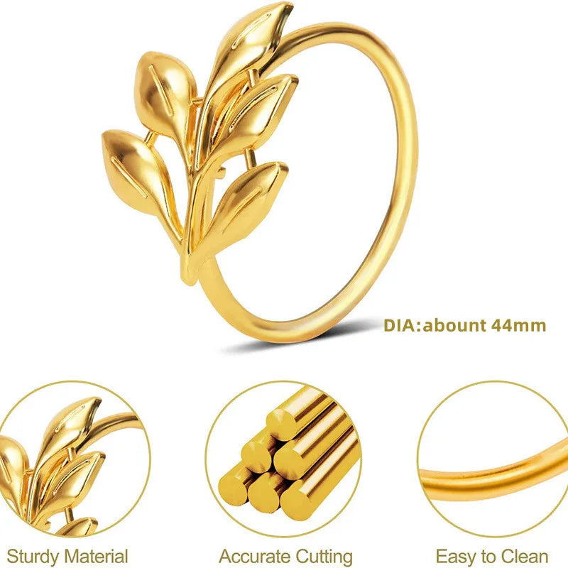 10 Stück Blattgold Servietten ringe elegante Metall Gold Servietten halter Tisch Servietten ringe für Geburtstag Hochzeit Esstisch Dekoration