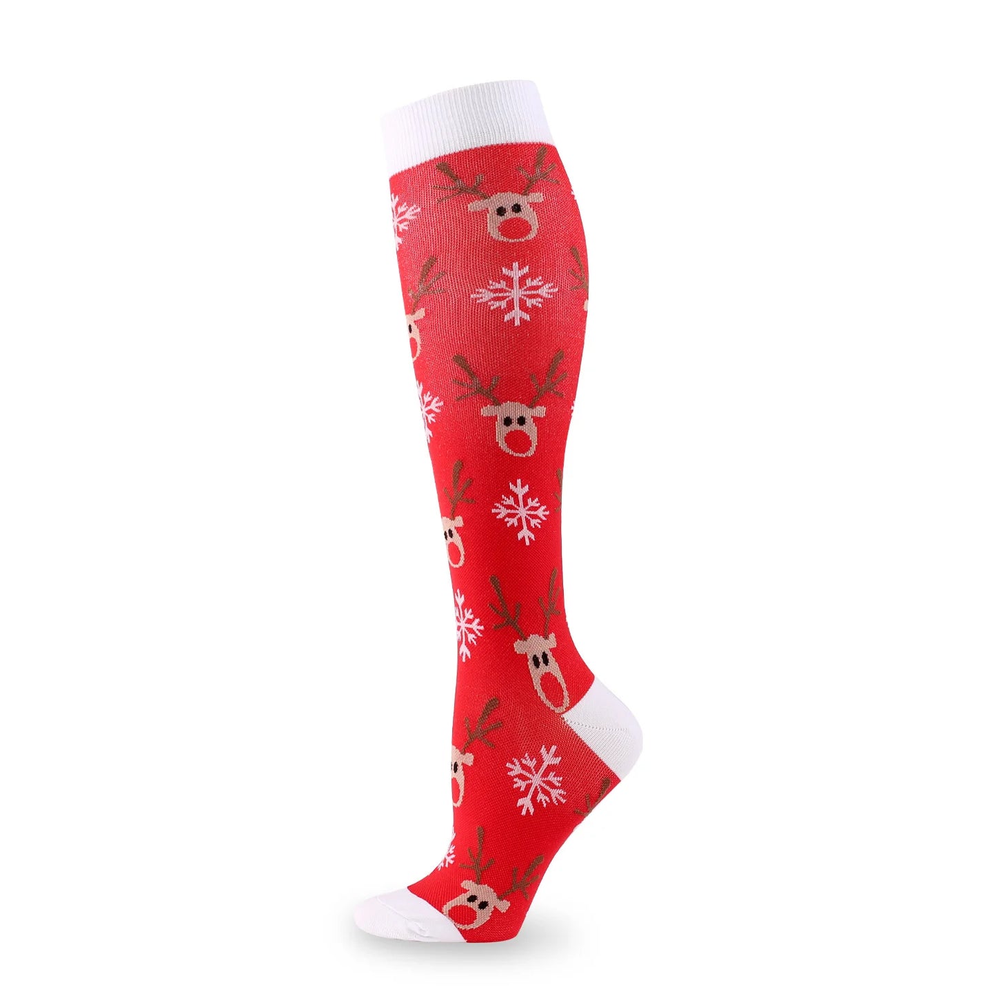 HYSAIXIA Weihnachten Kompression Hohe Strümpfe Frauen Männer Druck Socken Komprimieren Sport Muster Lauf Knee High Nylon Laufen Socken