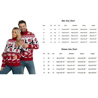 2024 neue Pullover Winter Frauen Männer Jumper Weihnachten Warm Verdicken Rollkragen Pullover Strickwaren Jacquard Pullover Weihnachten Familie Tops