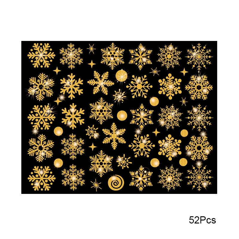 Christmas White Gold Snowflake Sticker Decoration Glass Window Kids Room Christmas Wall Stickers Home Decals Decoration New Year