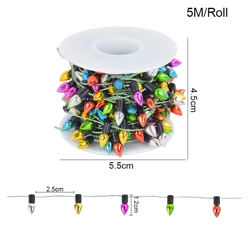 5M/Rolle Bunte Glühbirnen String Girlande Weihnachten Home Dekorationen Weihnachtsbaum Ornamente Navidad Neujahr Geschenk DIY Puppenhaus Nicht LED