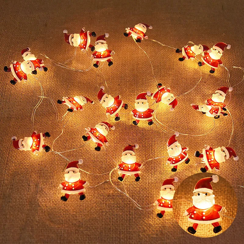 2M 20LED Santa Claus Schneeflocke LED Lichterkette Weihnachten Dekoration Für Startseite Weihnachten Baum Ornament 2024 Navidad Kinder geschenk Neue Jahr