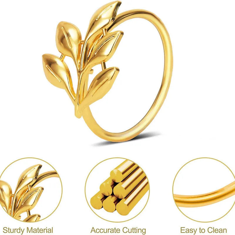 10 Stück Blattgold Servietten ringe elegante Metall Gold Servietten halter Tisch Servietten ringe für Geburtstag Hochzeit Esstisch Dekoration