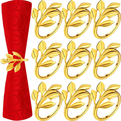 10 Stück Blattgold Servietten ringe elegante Metall Gold Servietten halter Tisch Servietten ringe für Geburtstag Hochzeit Esstisch Dekoration