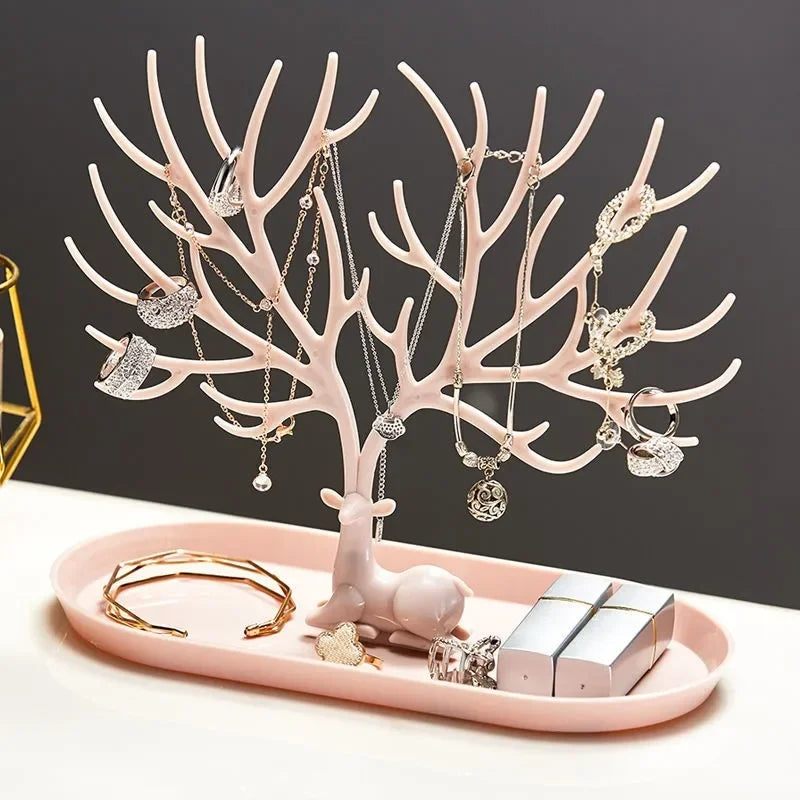 Schmuck Display Stand Tablett Baum Lagerung Racks Fällen Deer Ohrringe Halskette Ring Armband Schmuck Organizer Halter Machen Up Decor