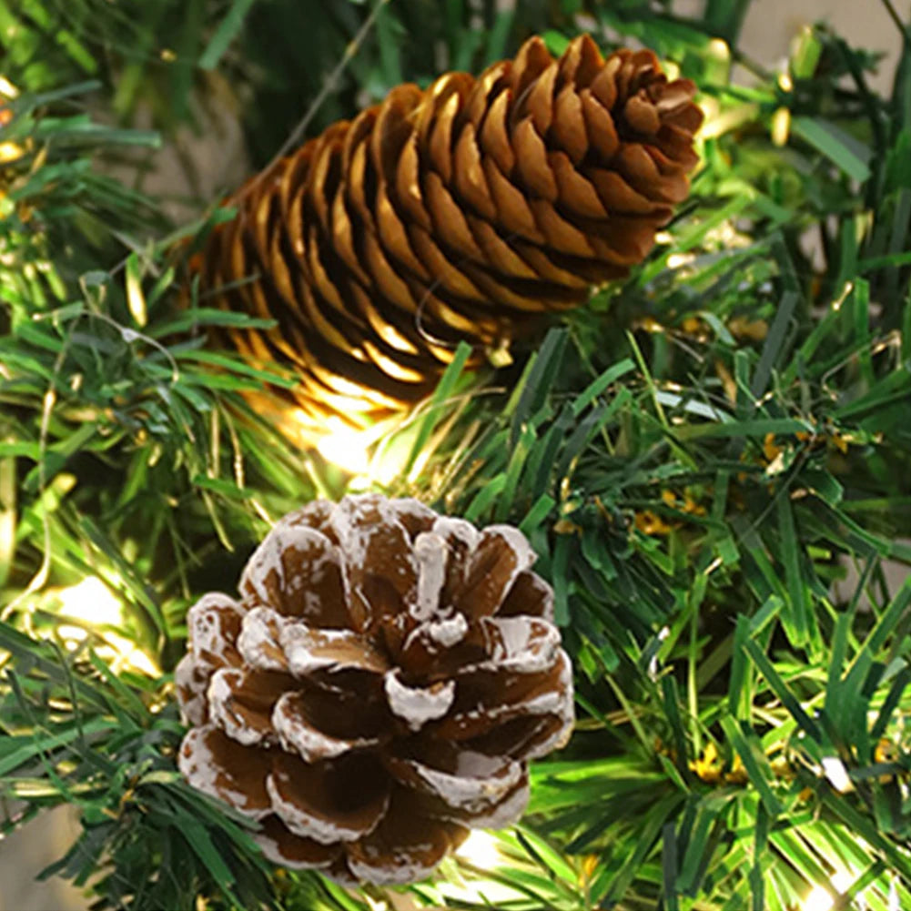 40cm künstlicher Kranz hängendes Dekor batterie betriebene Girlande mit Tannenzapfen Beeren fichte mit rotem Band Bogen Weihnachts dekor