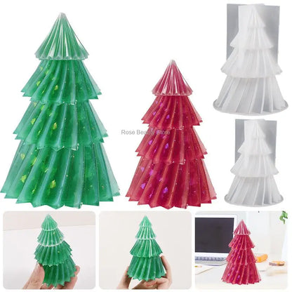 3D Weihnachtsbaum Kerze Silikonform DIY Weihnachtskerze Herstellung Kit handgemachte Seife Gips Harz Backwerkzeuge Urlaub Geschenke